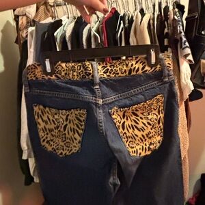 Leopard Print Pocket Women Jeans